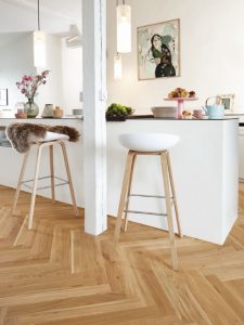 Natural Boen Oak Herringbone Pattern Kitchen Floor 